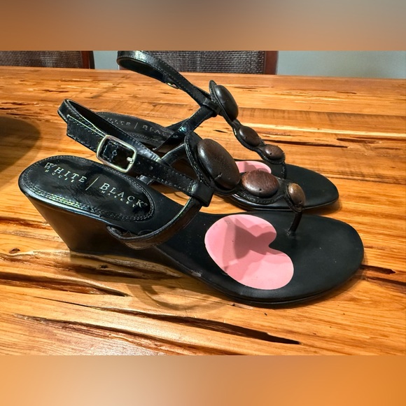 White House Black Market Sandals with Wood Bead Accents - Picture 2 of 4